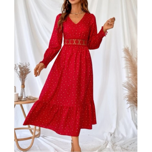 Polka dot lace  insert maxi dress - Picture 2 of 6